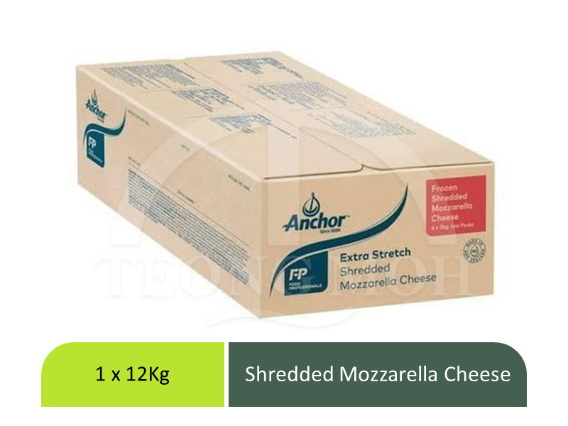 Anchor Mozzarella Shredded Cheese IQF -12kg